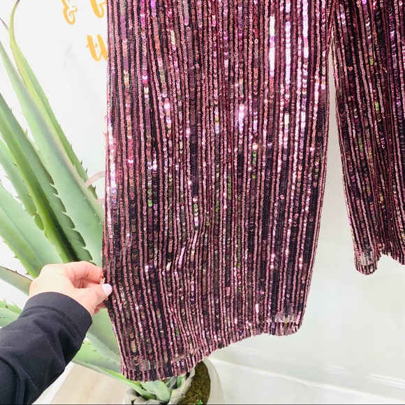 VICTORIA’S SECRET Pink Gold Black Allover Sequin Wide Leg Pajama Lounge Pants XS - Picture 3 of 11